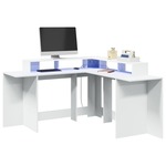 Radni stol LED bijeli 152x152x91 cm od konstruiranog drva