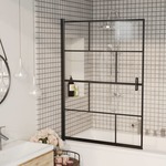 vidaXL Pregrada za tuš ESG 100 x 140 cm crna