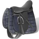 vidaXL Sedlo za Jahanje Komplet 17,5 " od Prave Kože Crno 18 cm 5 u 1