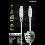 DRD-1007010085 - MAXMOBILE DATA KABEL I-PHONE LIGHTNING-TYPE C MFI Apple KEVLAR QC 3A 1,2m white - 3858893493112 - MFI Apple licenciran PD QC 3.0 kabel za super brzo punjenje i prijenos podataka konektor TYPE C na Lightning za iPhone...