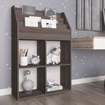 vidaXL Stalak za dječje časopise sivi/boja hrasta 71x30x114 cm iverica