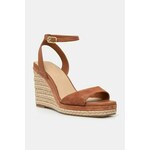 Kožne sandale Tommy Hilfiger LEATHER & SUEDE HIGH WEDGE ESPAD boja: smeđa, FW0FW08803
