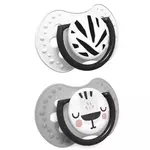 LOVI Salt & Pepper dinamična silikonska duda, 3-6 m, 2 kom