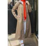 63777 Dewberry Hooded Women Trenchcoat-BEIGE smeđa