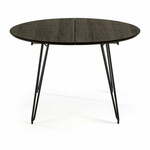 Crni blagovaonski stol na razvlačenje Kave Home Norfort, ⌀ 120 cm