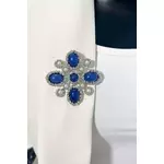 Floral brooch 2 silver + cornflower siva