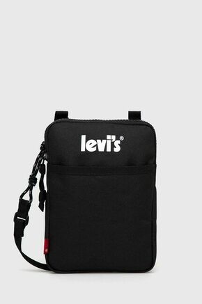 Torbica Levi's boja: crna - crna. Mala torbica iz kolekcije Levi's. na kopčanje model izrađen od tekstilnog materijala.