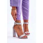 FB2 Women's Stiletto Sandals Brocade Silver Joalice siva