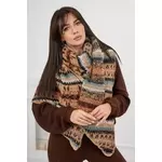 6072 Women's camel scarf + black smeđa