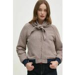 Jakna s dodatkom vune Pepe Jeans BRIDGET boja: bež, za prijelazno razdoblje, oversize, PL402466