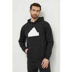 Dukserica adidas za muškarce, boja: crna, s kapuljačom, tiskom