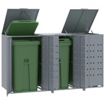 vidaXL Spremište za 3 kanta za otpad sivo 207x79x117 cm čelično