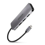 AXAGON HMC-5, USB 3.2 Gen 1 hub, portovi 2x USB-A, HDMI, SD / microSD utor, PD 100W, kabel USB-C 20cm