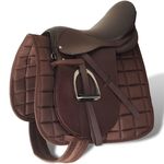 vidaXL Sedlo za Jahanje Komplet 17,5 " od Prave Kože Smeđe 12 cm 5 u 1