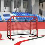 vidaXL Hokejaški gol s mrežom crveno-crni 68x32x47cm čelik i poliester