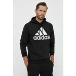 Dukserica adidas za muškarce, boja: crna, s kapuljačom, s tiskom