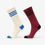 adidas 3 Stripes Textured Crew Socks 2-Pack Cream White/ Preloved Ruby M