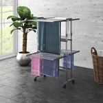vidaXL Stalak za sušenje rublja 2 razine i kotači srebrni 60x70x106 cm