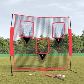 VidaXL Prijenosna mreža za bejzbol crno-crvena 183x105x183cm poliester
