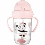 Canpol babies Nevylévací hrneček se slámkou a závažím EXOTIC ANIMALS 270ml roza