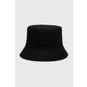 Dvostrani pamučni šešir Calvin Klein boja: crna, pamučni - crna. Šešir iz kolekcije Calvin Klein. Model s uskim obodom, izrađen od materijala s aplikacijom. Proizvod posebno izrađen za obostrano korištenje.