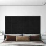 vidaXL Zidne ploče baršunaste 12 kom crne 30 x 15 cm 0,54 m²
