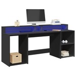 Radni stol s LED svjetlima crni 200x55x91 cm konstruirano drvo