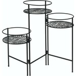 Dekoracija za vrt Stalak metalni za tri tegle crni 66x22x49 cm