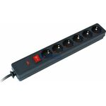Kabel naponski produžni šuko-M=> 6x šuko-Ž 1.5m sklopka+zaštita 16A 250V 3500W