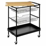 Five kuhinjska kolica s radnom pločom, 60.5x40.5x79.5 cm, inox crna