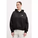 Dukserica New Balance za žene, boja: crna, s kapuljačom, s tiskom, WT51518BK