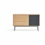 Antracit siva komoda s hrastovim furnirom Teulat Yoko, širina 128 cm