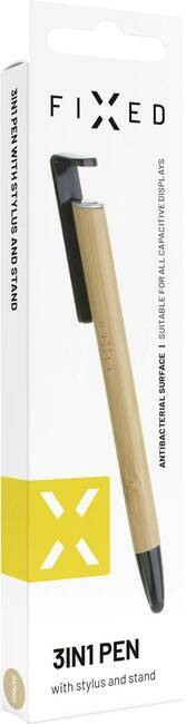 FIKSNA olovka 3u1 s olovkom s antibakterijskom površinom od bambusa FIXED FIXPEN-BA olovka za zaslon smeđa boja
