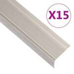 Rubnjaci za stepenice L-oblika 15 kom aluminijski 90 cm bež