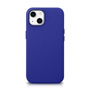 ICarer Litchi Premium Leather MagSafe Apple iPhone 14 dark blue