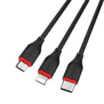 BX17 3u1 Lightning/microUSB/typeC kabel crni