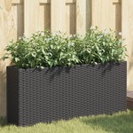 vidaXL Vrtna sadilica s 2 posude crna 90 x 20 x 40 cm od poliratana