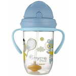 Canpol babies Nevylévací hrneček se slámkou a závažím BONJOUR PARIS 270ml plava