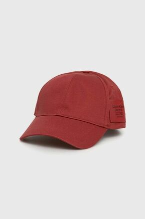 Pamučna kapa sa šiltom Calvin Klein Jeans boja: crvena