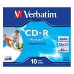 CD-R Verbatim 700MB 52× AZO+ Wide Inkjet Printable JC 1 kom.