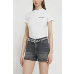 Traper kratke hlače Karl Lagerfeld Jeans za žene, boja: siva, bez uzorka, visoki struk