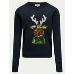 Kids ONLY Džemper Xmas 15331289 Tamnoplava Relaxed Fit