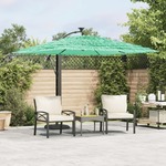vidaXL Vrtni suncobran s drvenim stupom zeleni 246x246x230 cm