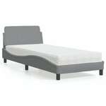 Krevet s madracem svjetlosivi 90x190 cm od tkanine