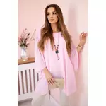 Kesi Włoski Oversized Women's Blouse Made of Viscose with a Necklace Candy Pink roze