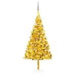 vidaXL Umjetno božićno drvce LED s kuglicama zlatno 180 cm PET