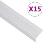 Rubnjaci za stepenice L-oblik 15 kom aluminijski 90 cm srebrni