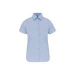 LADIES SHORT-SLEEVED COTTON/ELASTANE SHIRT - Light Blue,L