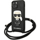Karl Lagerfeld KLHCP13SCMNIPK Apple iPhone 13 mini hardcase black Leather Monogram Patch and Cord Iconik