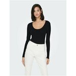 Black Womens Ribbed Light Sweater JDY Plum - Women crna